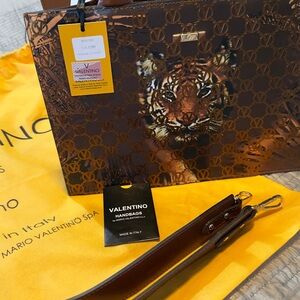 Valentino Tiger Print Leather Tote NWT authentic